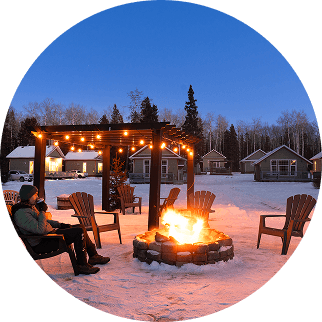 Outdoor firepit at Lost Creek Resort in Waskesiu
